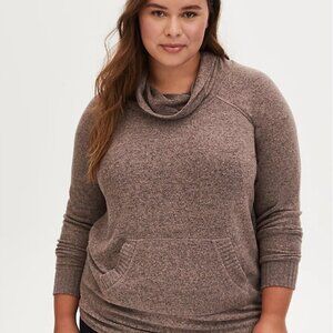 Torrid Super Soft Plush Walnut Cowl Neck Tunic Sweatshirt 3x 22 24